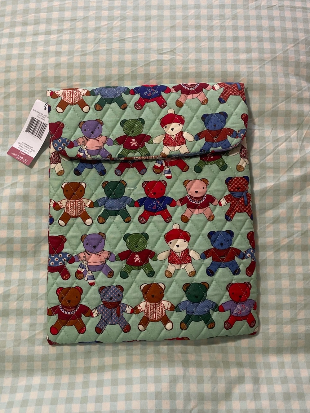 NWT Vera Bradley Essential Small Tech Sleeve Case in Toasty Teddies